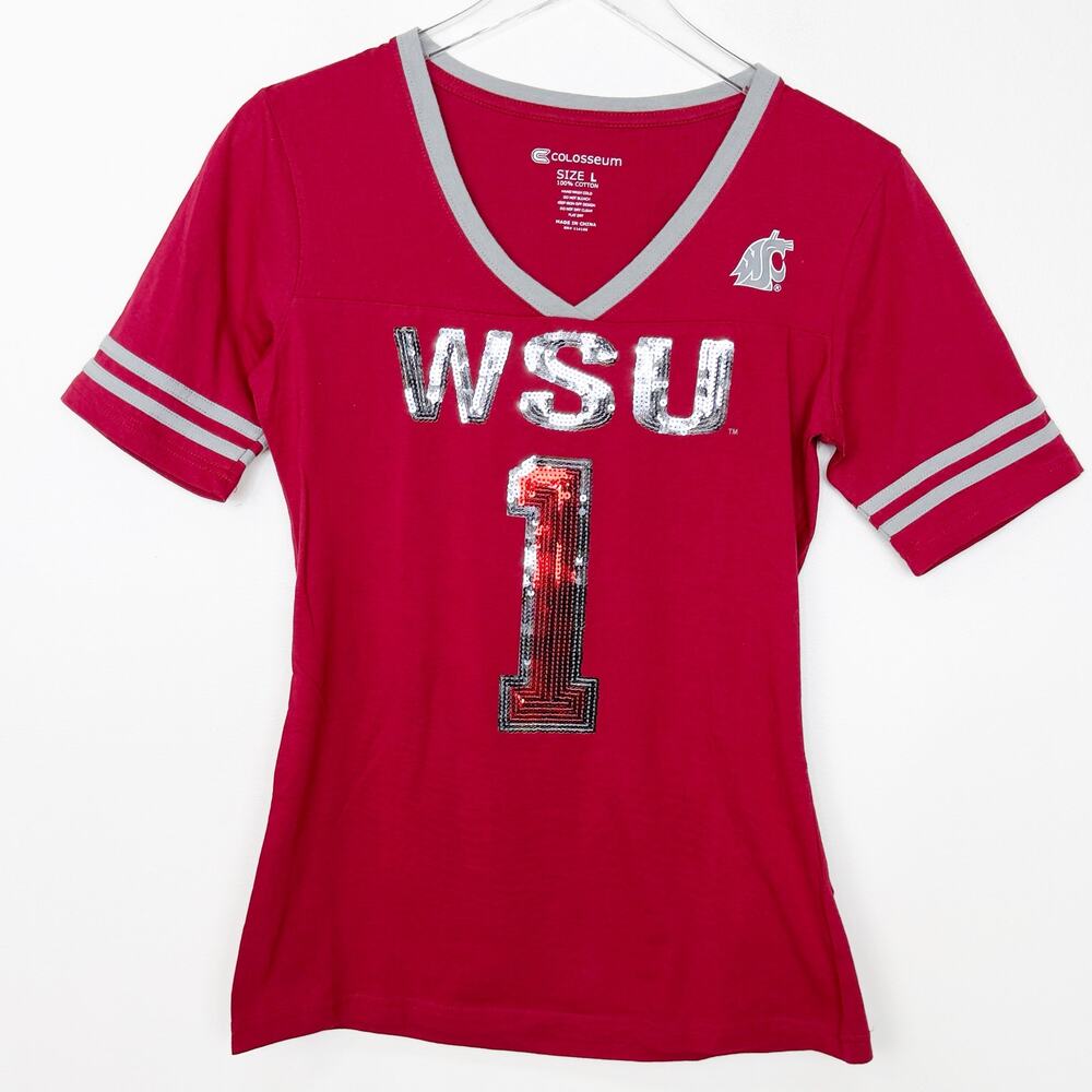 Colosseum Washington State University WSU Cougars Tee Red T-shirt L